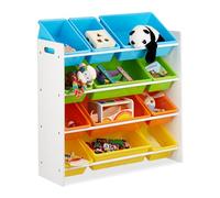 Relaxdays Estantería Infantil con Cajas, Almacenaje de Juguetes, Multi-Color, MDF & Plástico, 88x86x31 cm