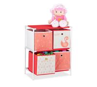 Relaxdays Estantería infantil con cestas plegables blanco,rojo