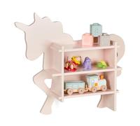 Relaxdays Kinderregal Einhorn Estantería Infantil Unicornio, Juguetero Pared 2 Baldas Abiertas, Librería Niñas, 54,5 x 66 x 13 cm, Rosa, Tablero de Fibras