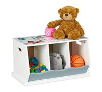 Relaxdays Estantería Infantil, Estampados de Perros, 3 Cajones, 32,5x60x36cm, Niños, Mueble Juguetes, Multicolor, Tablero de Fibras