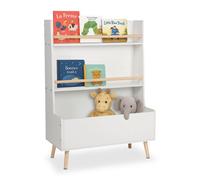 Relaxdays Estantería infantil: libros y juguetes blanco,marrón claro