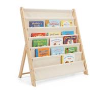 Relaxdays Estantería Infantil, Madera, 6 cajones de Tela, Blanca/Natural | (Al x An x Fon) : 80 x 75 x 30 cm, estantería para libros infantiles, estantería infantil