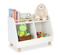 Estantería Infantil Relaxdays pequeña, 2 estantes Abiertos, 52 x 72 x 38 cm, estantería para Juguetes, Blanco/Natural