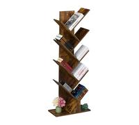 Relaxdays Estantería Libros, 9 Niveles, Librería Árbol, 138x51x25 cm, para CDs y DVDs, Salón, Despacho, Oficina, Marrón, Tablero de Fibras