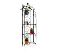 Relaxdays Estantería Macetas 4 Baldas Plegable, Metal, Negro, 157 x 44 x 24 cm