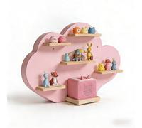 Relaxdays estantería magnética para Toniebox y 20 Tonies, Forma Nube, 40 x 61 x 17 cm, Rosa