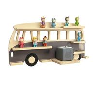 Relaxdays Estantería magnética para Toniebox y 25 Tonies, Natural/Gris | Con forma de autobús, 27 x 54 x 15 cm
