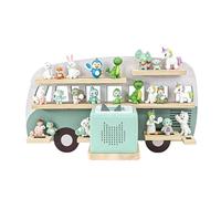 Relaxdays Estantería magnética Toniebox y 25 Tonies, diseño autobús, 32x62x13 cm, Salvia