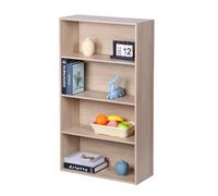 Relaxdays Estantería, Medidas 108×60×24 cm, 4 Huecos, baldas Ajustables, para salón, Roble