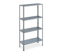 Relaxdays Estantería Metal Galvanizado, 145x75,5x30 cm, 4 Baldas, hasta 160kg, Montaje Pernos, Acero, Sótano, Plateado