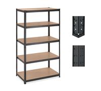 Relaxdays Estantería Metálica Cargas Pesadas 5 Baldas, 180 x 100x 60 cm, Resiste 1250 kg, Sótano, Taller, Garaje, Negro, Tablero de Fibras