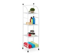 Relaxdays Estantería Metálica, Acero, 115x33x28 cm, Estante Baño y Cocina, 4 Baldas, Librería Metal, sin Fondo, Blanco