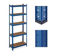 Relaxdays Estantería Metálica Cargas Pesadas, 180x70x30 cm, hasta 500 kg, 5 Baldas, para Sótano o Trastero, Acero, Azul