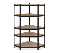 Relaxdays 10034166 Estantería Metálica Esquinera, Galvanizada, máx. 875 kg, 181x128x92 cm, 5 Estantes, para Encajar, Acero, Negro, 181 x 128 x 92 cm