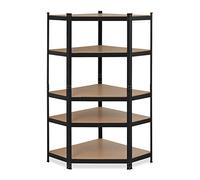 Relaxdays 10034166 Estantería Metálica Esquinera, Galvanizada, máx. 875 kg, 181x128x92 cm, 5 Estantes, para Encajar, Acero, Negro, 181 x 128 x 92 cm