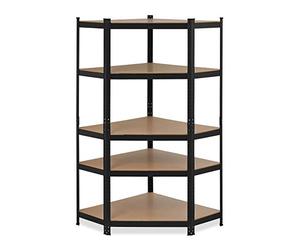 Relaxdays Estantería Metálica Esquinera, Galvanizada, máx. 875 kg, 181x128x92 cm, 5 Estantes, para Encajar, Acero, Negro