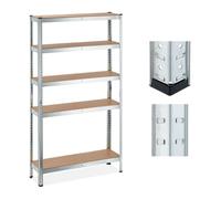 Relaxdays Estantería Metálica Industrial, 5 Baldas, 180x100x30 cm, Resiste 1.250 kg, Taller, Garaje o Sótano, Plateado, Acero