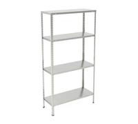 Relaxdays estantería metálica galvanizada x2, 4 baldas, 160 kg, Plata | Estantería de acero galvanizado para cargas pesadas, para sótano/almacén, (Al x An x Fon) 150 x 75 x 30 cm