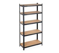 Relaxdays 10034169 Estantería Metálica, 5 Baldas, 180 x 90 x 40 cm, Resiste 875 kg, Cargas Pesadas, Acero y MDF, Taller, Negro