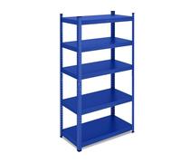 Relaxdays Estantería Metálica, Resiste 875 kg, 5 Baldas, Cargas Pesadas, Sótano, Taller, Acero, 150 x 75 x 30 cm, Azul