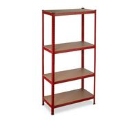 Relaxdays Estantería metálica roja 150 cm 4 baldas marrón claro,rojo,negro