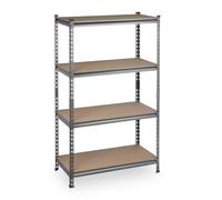 Relaxdays Estantería Metálica, 4 Baldas Altura Ajustable, 153 x 91 x 46 cm, Resiste hasta 1440 kg, Estante Taller, Gris