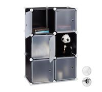 Relaxdays Estantería Modular Cubo con 6 Compartimentos, Negro, 97.5 x 66 x 32 cm