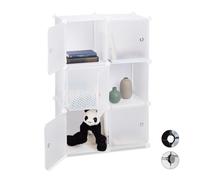 Relaxdays Estantería Modular Cubo con 6 Compartimentos, Blanco, 97.5 x 66 x 32 cm