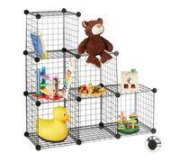 Relaxdays Estantería Modular con 6 Compartimentos, Metal, Negro, 96 x 96 x 32 cm, Hierro