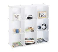 Relaxdays Estantería Modular con 9 Compartimentos, Plástico, Blanco, 95x95x32 cm