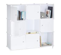 Relaxdays Estantería Modular con Puertas, Plástico, Blanco, 95x95x32 cm | Estantería de pie con 9 compartimentos, estantería abierta para el baño, (Al x An x Fon) 95 x 95 x 32 cm