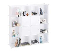 Relaxdays Estantería Modular XXL con 16 Compartimentos, Plástico, Blanco, 127x127x31,5 cm