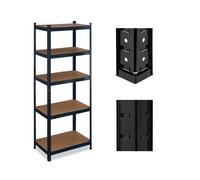 Relaxdays Estantería Metálica Cargas Pesadas, 180x70x45cm, hasta 500 kg, 5 Baldas, Sótano o Trastero, Acero y MDF, Negro