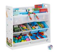 Relaxdays Estantería niños 10 cajas plástico tela blanco,azul claro,gris