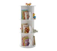 Relaxdays Estantería niños, rotativa, 12 Compartimentos, 97 x 40 cm, Torre de Libros, Blanca