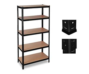 Relaxdays Estantería organizadora para Cargas Pesadas, 1325 kg, Garaje & Taller, 180x90x60 cm, Metal/MDF, Negro