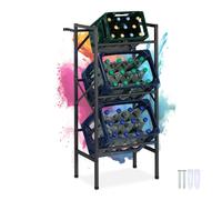 Relaxdays Estantería para 3 cajas de bebidas negro