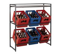 Relaxdays estantería para 6 cajas de bebidas, 117 x 104 x 32 cm, estante superior, estilo industrial, marrón/negro