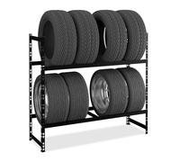 Relaxdays Estantería para 8 Neumáticos, 100 x 110 x 35 cm, 150 kg, Acero, Montaje Sencillo, Estante Ruedas, Negro