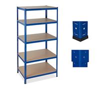 Relaxdays Estantería para carga pesada, Cinco baldas, Para 1325 kg, 180x90x60, Metal/MDF, Azul