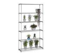 Estantería para Flores Relaxdays, HxBxT: 174 x 91 x 28 cm, 6 estantes, Metal y plástico, Gris