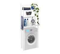 Relaxdays Estantería para la Lavadora, Mueble Auxiliar para el baño, Blanco, 166,5 x 59,5 x 26 cm