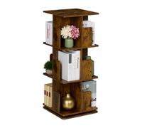 Relaxdays Estantería para Libros, Giratoria 360 Grados, 3 Niveles, Diseño Industrial, 95 x 39 x 39 cm, Librería, Marrón, Acero, Tablero de Fibras