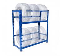 Relaxdays Estantería para neumáticos 4-6 Ruedas, Acero Azul, 150 kg por Nivel, Sistema de Encaje, 100 x 85 x 35 cm