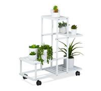 Relaxdays Estantería para plantas 4 niveles blanco