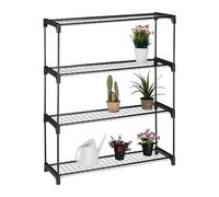 Relaxdays Estantería para Plantas, 4 Niveles, Mueble Macetas Flores y Hierbas, Soporte Metálico, 106 x 91 x 28 cm, Negro, Acero
