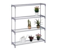 Relaxdays Estantería para Plantas, 4 Niveles, Mueble Macetas Flores y Hierbas, Soporte Metálico, 106 x 91 x 28 cm, Gris, Acero, Plástico