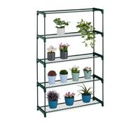 Relaxdays Estantería para Plantas, 5 Niveles, Mueble Macetas Flores y Hierbas, Soporte Metálico, 139x91x28,5 cm, Verde