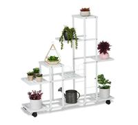 Relaxdays Estantería para plantas blanca 9 niveles blanco,negro