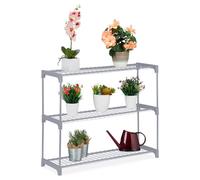 Relaxdays Estantería para plantas con 3 estantes gris